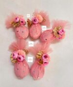 Pink Floral Net Nariyal