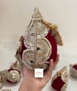 Red Gold Floral Royal Nariyal - Image 3